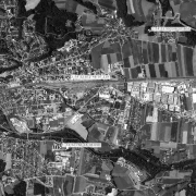 Überblick 1:20.000 mit GPS-Daten, 1=ehem. Lagergelände, 2=Eisenreichdornach "Bombenangriff 20.3.1945", 3= Bahnhof Amstetten