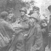 Liberators with survivors, May 1945