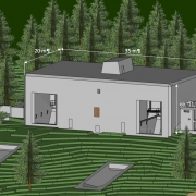 2-D Modell des Raketenprüfstandes