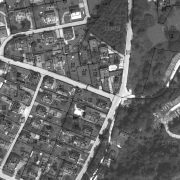 Ebensee Concentration Camp Memorial Site, cadastral map - scale 1:1,000; former camp gate (across the road)