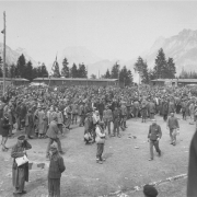 CC-Ebensee: liberated prisoners on the former roll call square, 7 May 1945