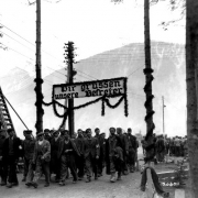 KZ Ebensee: Überlebende grüßen Befreier, Mai 1945