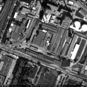 Satellite photo KZ-Saurer Werke: Detail view of former warehouse area and factory buildings
