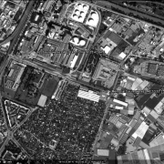 Satellite photo KZ-Saurer Werke: Detail view of former warehouse area and factory buildings